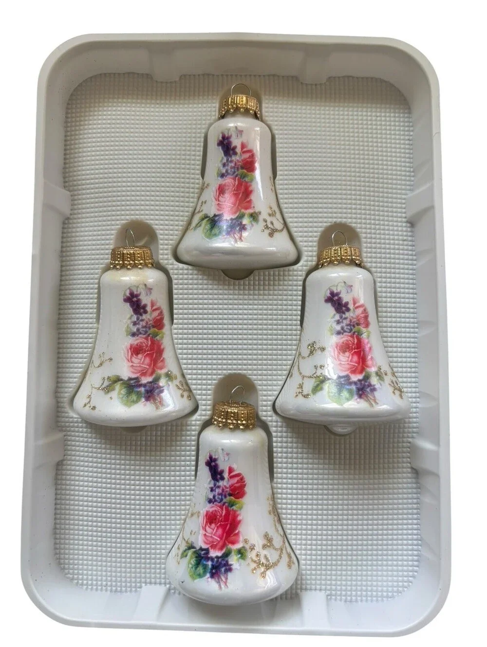 Vintage Christmas by Krebs Ornaments Hand Decorated Glass With Crowns